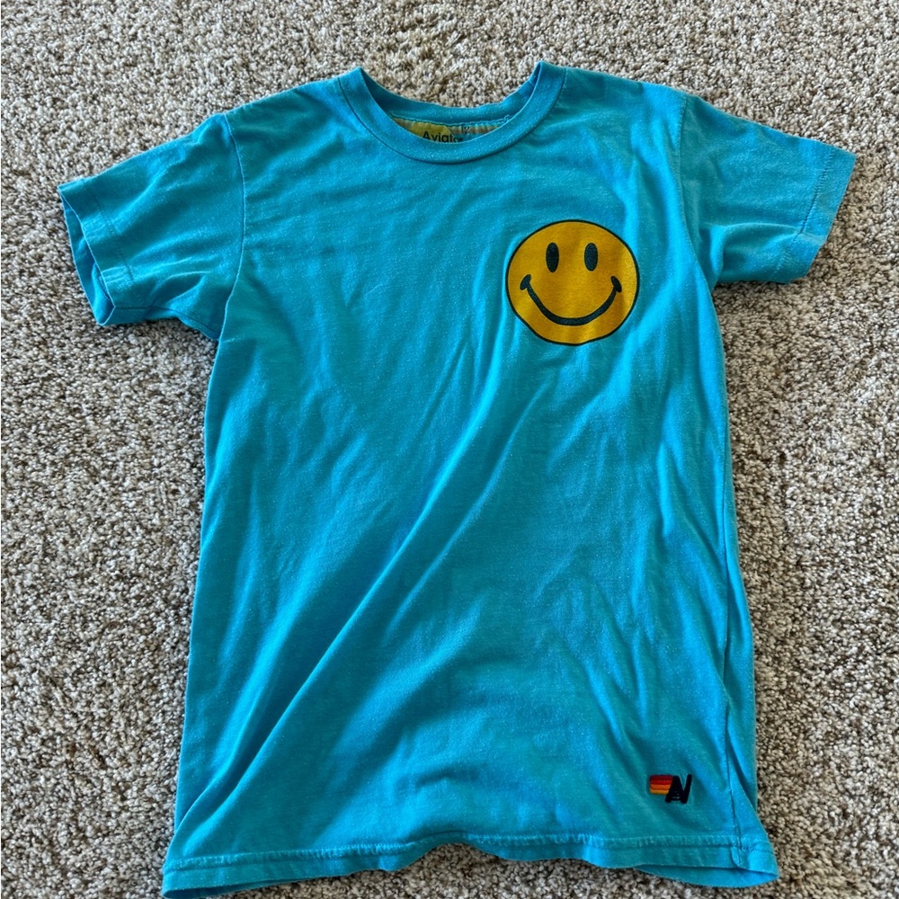 Aviator Nation, Blue Smiley, T-Shirt, Girls 12, Used like new